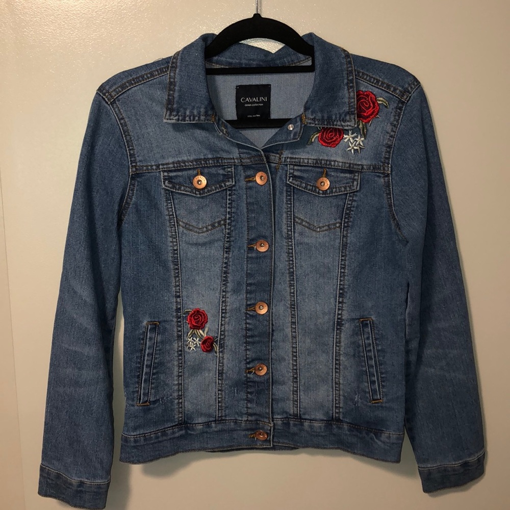 embroidered rose jean jacket ☺︎︎